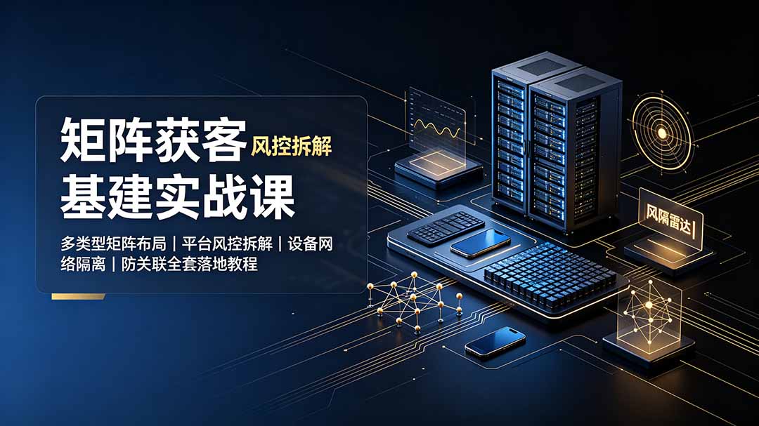 矩阵获客基建实战课：多类型矩阵布局｜平台风控拆解｜设备网络隔离｜防关联全套落地教程-天韵资源网
