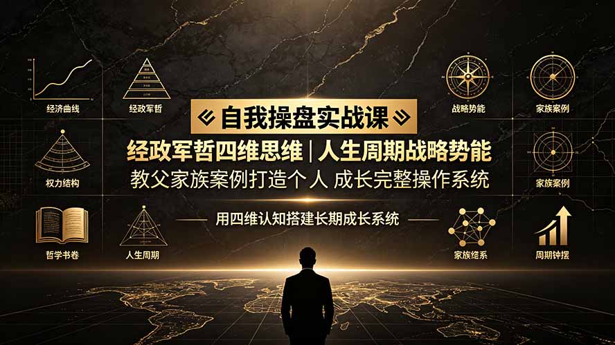 自我操盘实战课：经政军哲四维思维｜人生周期战略势能｜教父家族案例打造个人成长完整操作系统-天韵资源网