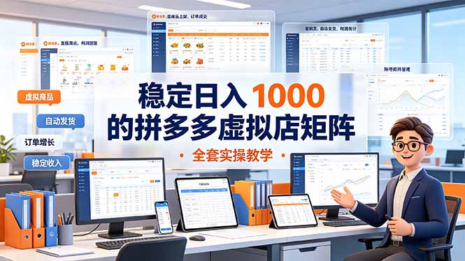 稳定日入 1000 的拼多多虚拟店矩阵，全套实操教学-天韵资源网