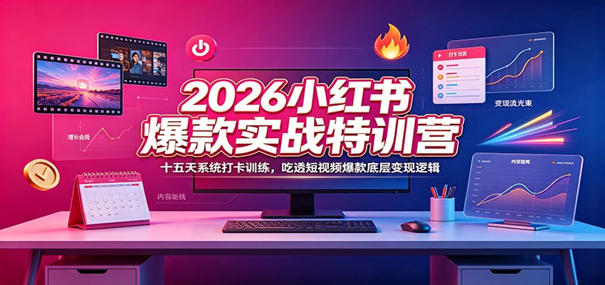 2026小红书爆款实战特训营：十五天系统打卡训练，吃透短视频爆款底层变现逻辑-天韵资源网