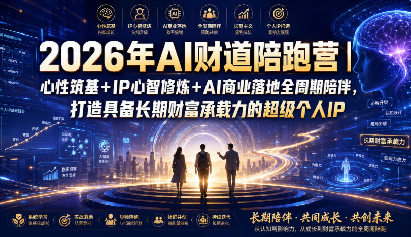 2026年AI财道陪跑营｜心性筑基+IP心智修炼+AI商业落地全周期陪伴，打造具备长期财富承载力的超级个人IP-天韵资源网
