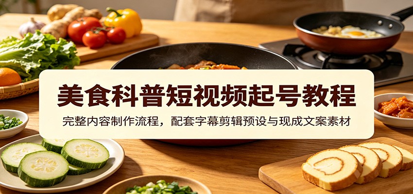 美食科普短视频起号教程：完整内容制作流程，配套字幕剪辑预设与现成文案素材-天韵资源网