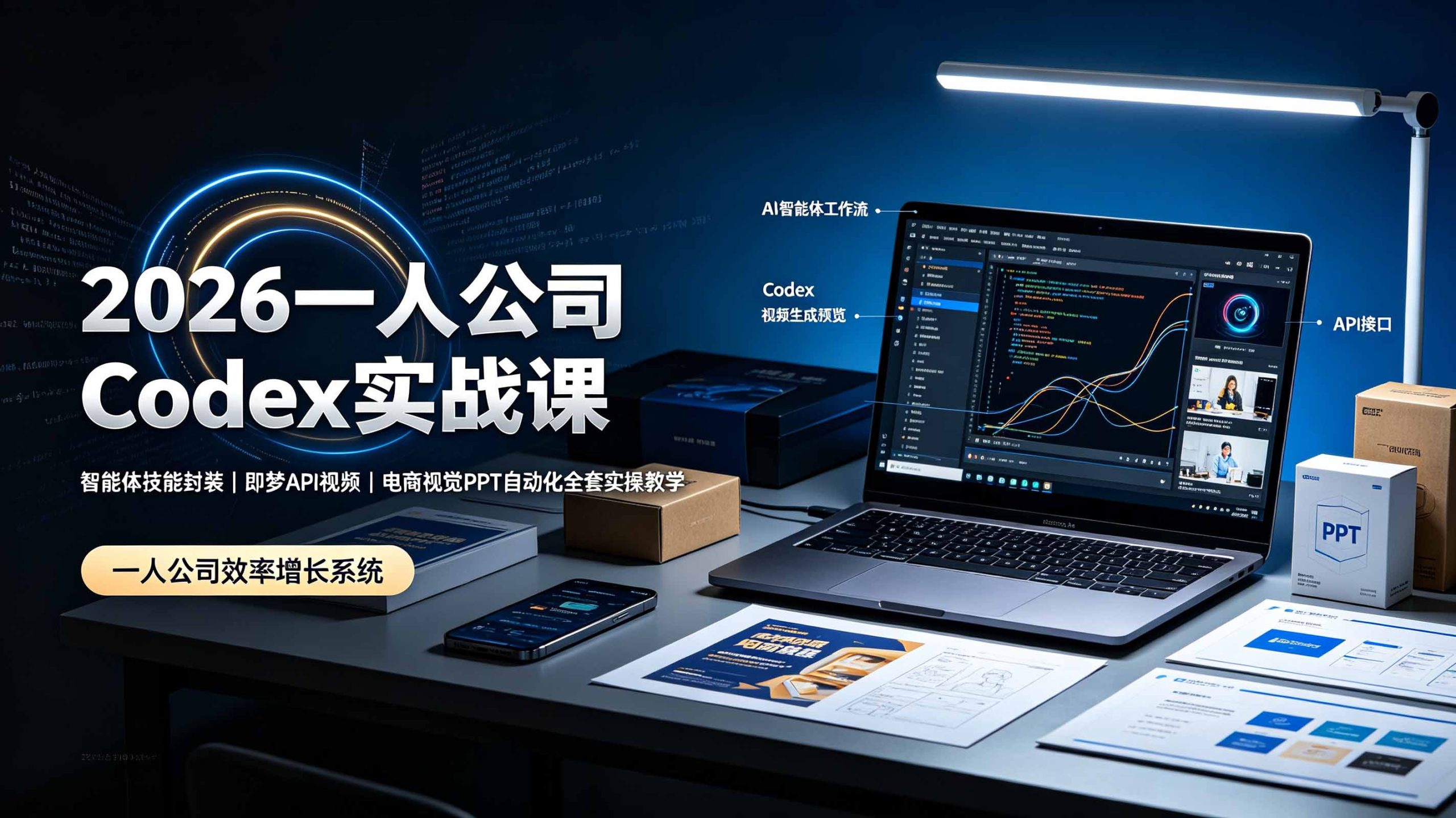 2026一人公司Codex实战课◆智能体技能封装｜即梦API视频｜电商视觉PPT自动化全套实操教学-天韵资源网