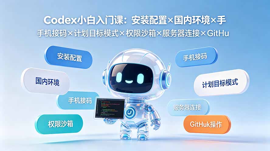 Codex小白入门课：安装配置×国内环境×手机接码×计划目标模式×权限沙箱×服务器连接×GitHub操作-天韵资源网