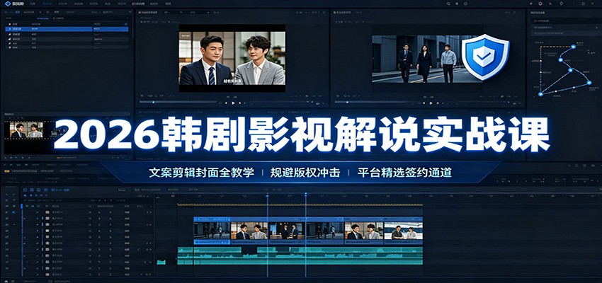 2026韩剧影视解说实战课：文案剪辑封面全教学，规避版权冲击平台精选签约通道-天韵资源网