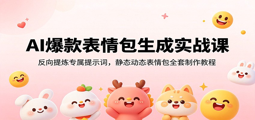 AI爆款表情包生成实战课：反向提炼专属提示词，静态动态表情包全套制作教程-天韵资源网