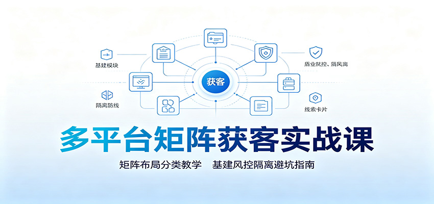 多平台矩阵获客实战课：矩阵布局分类教学，基建风控隔离避坑指南-天韵资源网