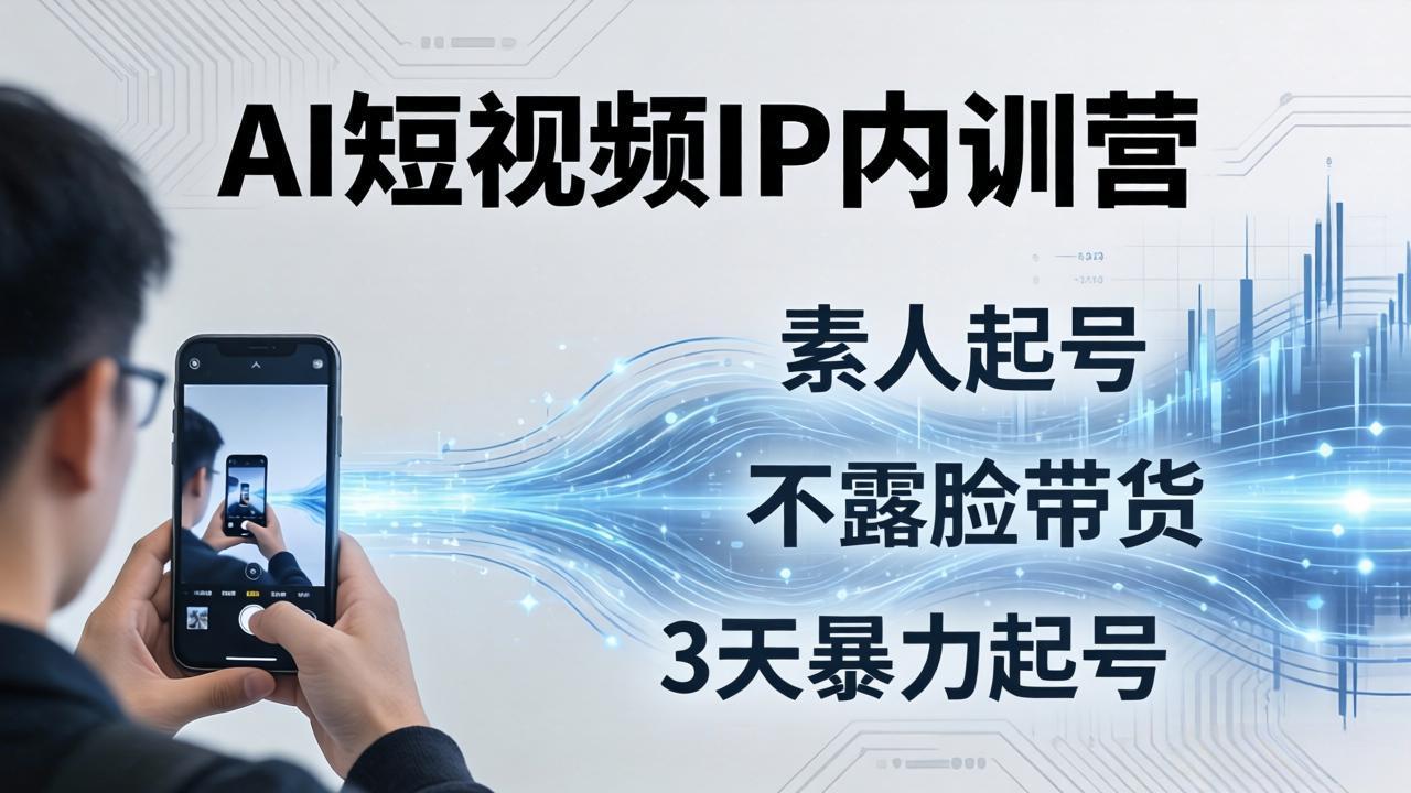 2026AI短视频IP内训营-更新：从素人起号到不露脸带货，3天暴力起号全流程拆解-天韵资源网
