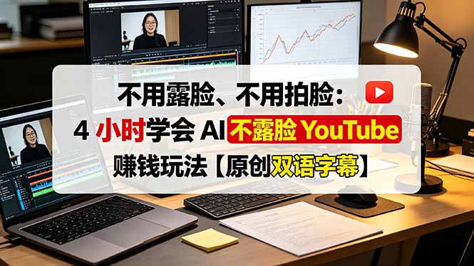 不用露脸、不用拍脸:4 小时学会 AI 不露脸 YouTube 赚钱玩法【原创双语字幕】-天韵资源网