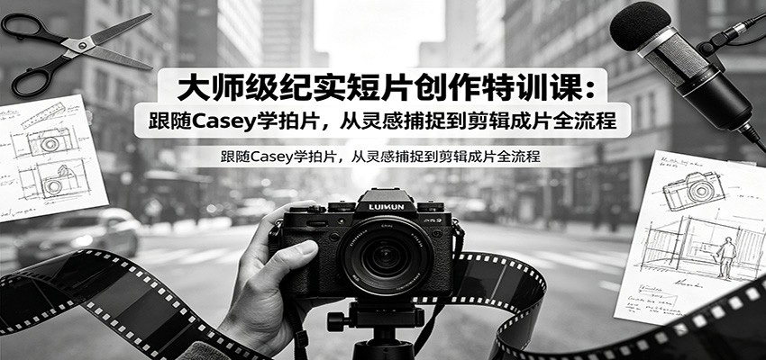 大师级纪实短片创作特训课:跟随Casey学拍片,从灵感捕捉到剪辑成片全流程-天韵资源网
