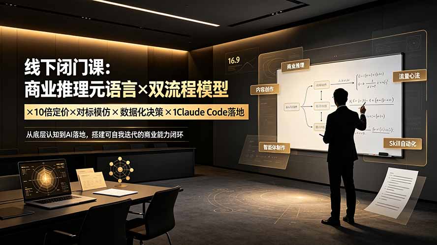 线下闭门课：商业推理元语言×双流程模型×10倍定价×对标模仿×数据化决策×Claude Code落地，击穿认知盲区-天韵资源网