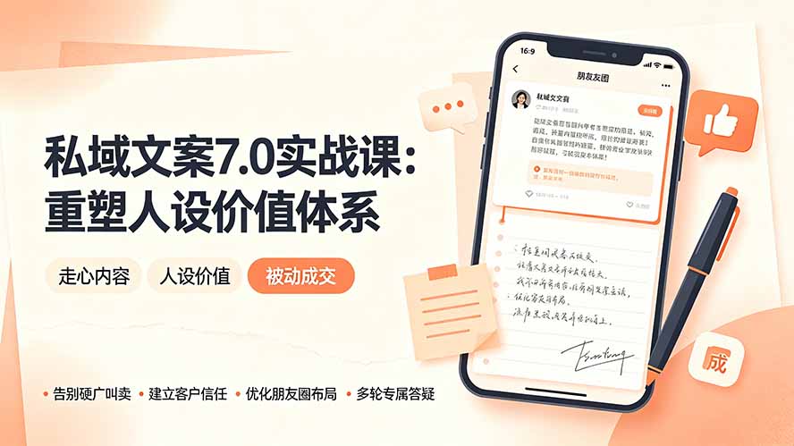 私域文案实战课7.0：重塑人设价值体系｜-告别硬广推销×走心内容×自我价值塑造，实现被动成交-天韵资源网
