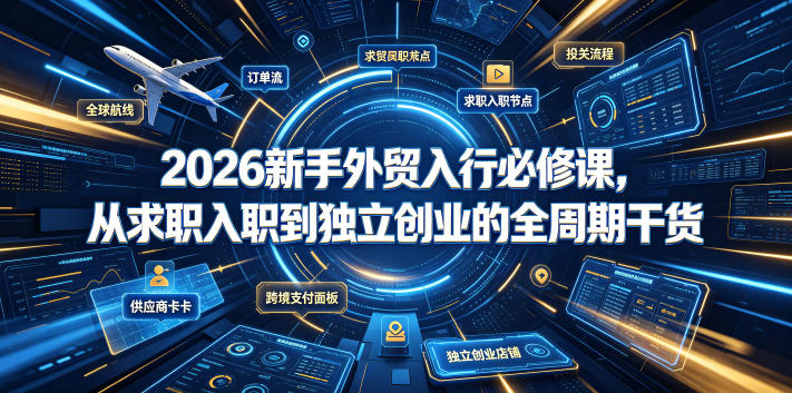 2026新手外贸入行必修课，从求职入职到独立创业的全周期干货-天韵资源网