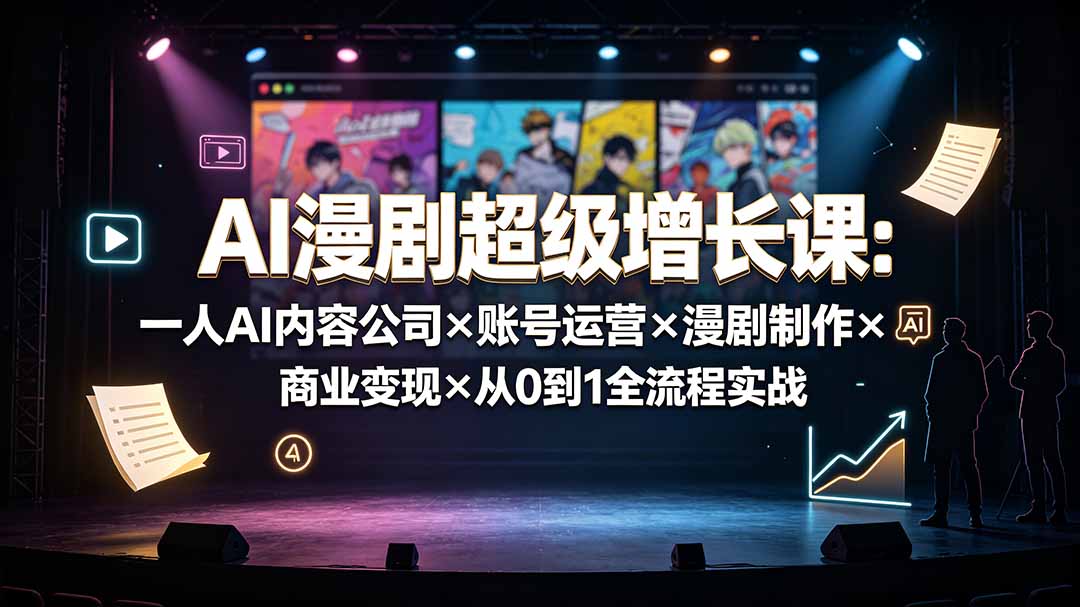 AI漫剧超级增长课：一人AI内容公司×账号运营×漫剧制作×商业变现×从0到1全流程实战-天韵资源网