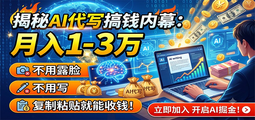 揭秘AI代写搞钱内幕:月入1-3万,不用露脸不用写,复制粘贴就能收钱!-天韵资源网