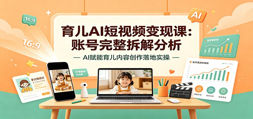 育儿AI短视频变现课：账号完整拆解分析，AI赋能育儿内容创作落地实操-天韵资源网