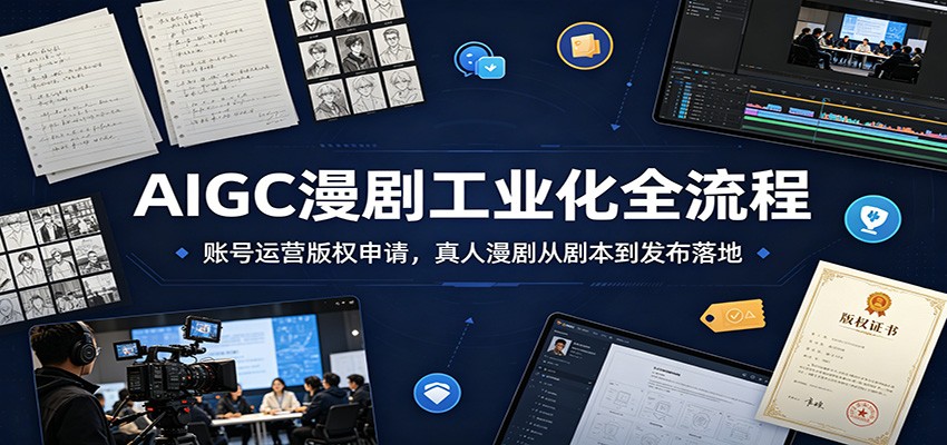AIGC漫剧工业化全流程：账号运营版权申请，真人漫剧从剧本到发布落地-天韵资源网