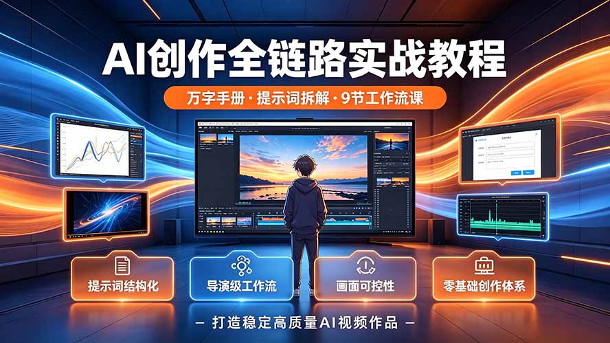 AI创作全链路实战教程｜万字手册·提示词拆解·9节工作流课，打造稳定高质量AI视频作品-天韵资源网