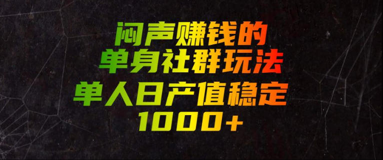 闷声賺钱的单身社群玩法，单人日产值稳定1000+【揭秘】-天韵资源网