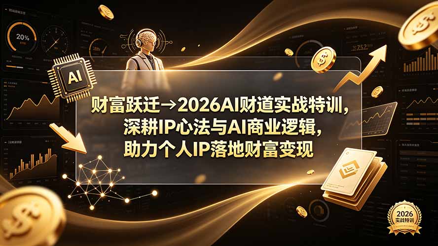 财富跃迁→2026AI财道实战特训，深耕IP心法与AI商业逻辑，助力个人IP落地财富变现-天韵资源网