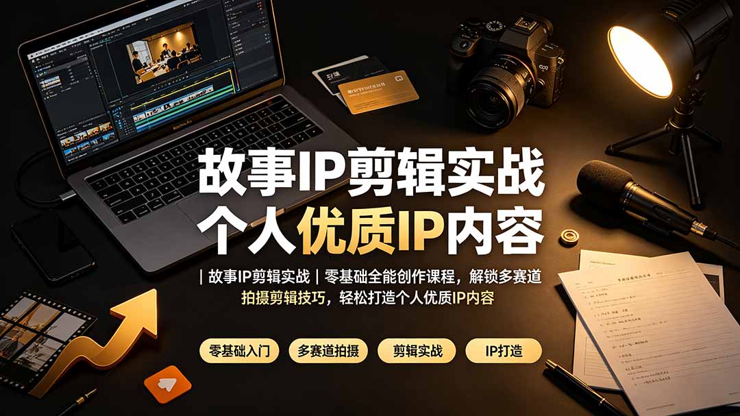 故事IP剪辑实战｜零基础全能创作课程，解锁多赛道拍摄剪辑技巧，轻松打造个人优质IP内容-天韵资源网