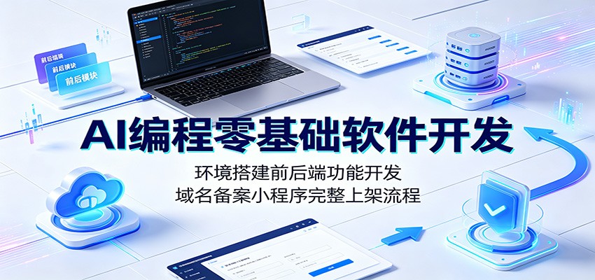 AI编程零基础软件开发：环境搭建前后端功能开发，域名备案小程序完整上架流程-天韵资源网