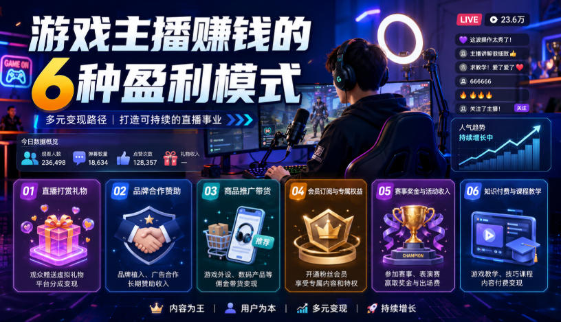 付费文章：游戏主播賺钱的6种盈利模式-天韵资源网