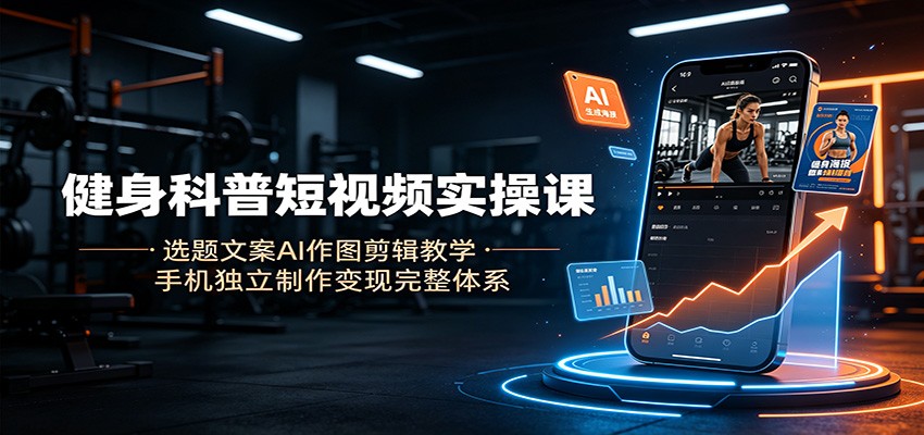 健身科普短视频实操课：选题文案AI作图剪辑教学，手机独立制作变现完整体系-天韵资源网