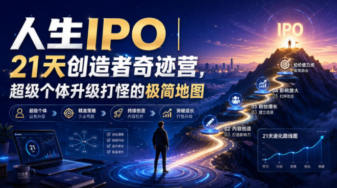 人生IPO︱21天创造者奇迹营，​超级个体升级打怪的极简地图-天韵资源网