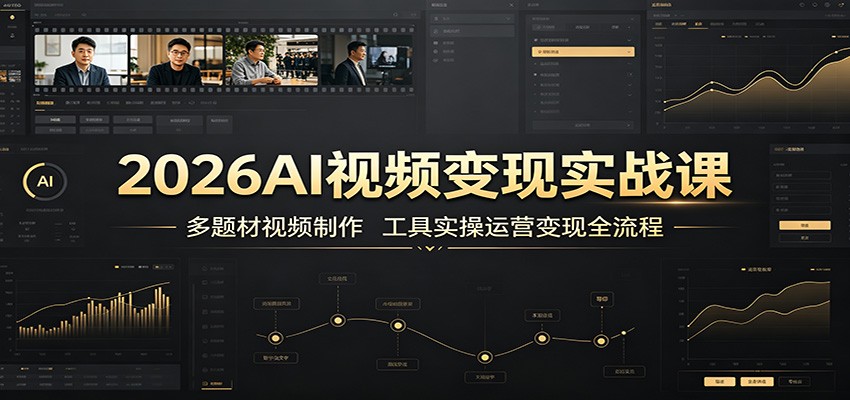 2026AI视频变现实战课：多题材视频制作，工具实操运营变现全流程-天韵资源网