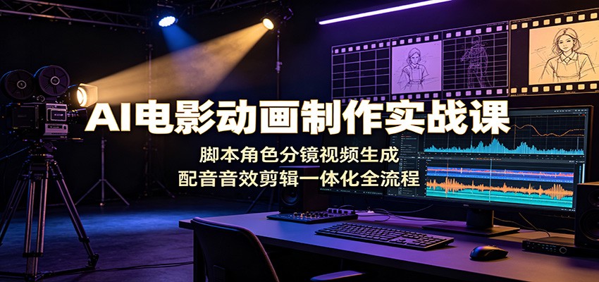 AI电影动画制作实战课：脚本角色分镜视频生成，配音音效剪辑一体化全流程-天韵资源网