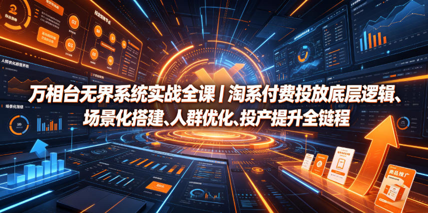 万相台无界系统实战全课｜淘系付费投放底层逻辑、场景化搭建、人群优化、投产提升全链路运营教程-天韵资源网