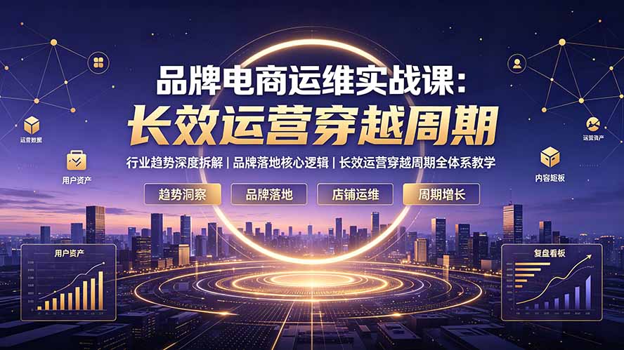 品牌电商运维实战课：行业趋势深度拆解｜品牌落地核心逻辑｜长效运营穿越周期全体系教学-天韵资源网