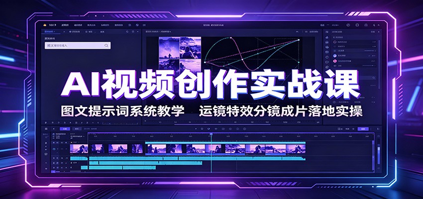 AI视频创作实战课：图文提示词系统教学，运镜特效分镜成片落地实操-天韵资源网