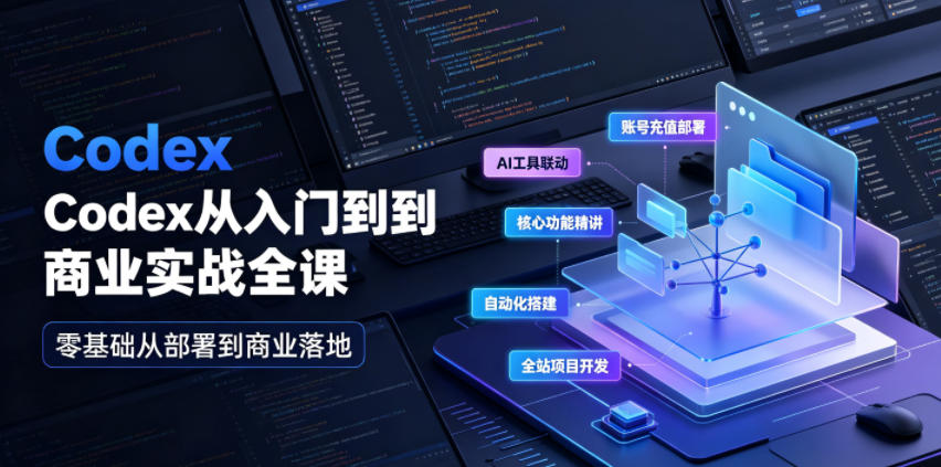 Codex从入门到商业实战全课｜账号充值部署、AI工具联动、核心功能精讲、自动化搭建、全站项目开发零基础教程-天韵资源网