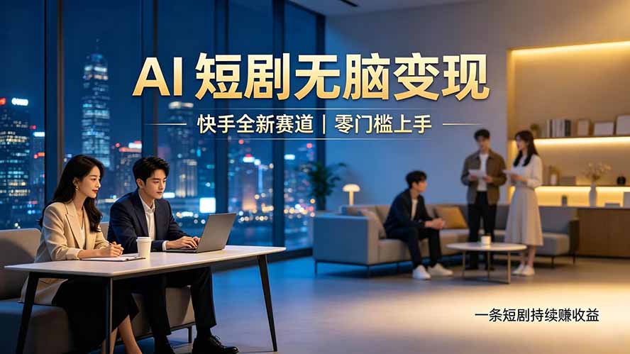 别乱找副业了，快手 AI 短剧零门槛长久被动增收-天韵资源网