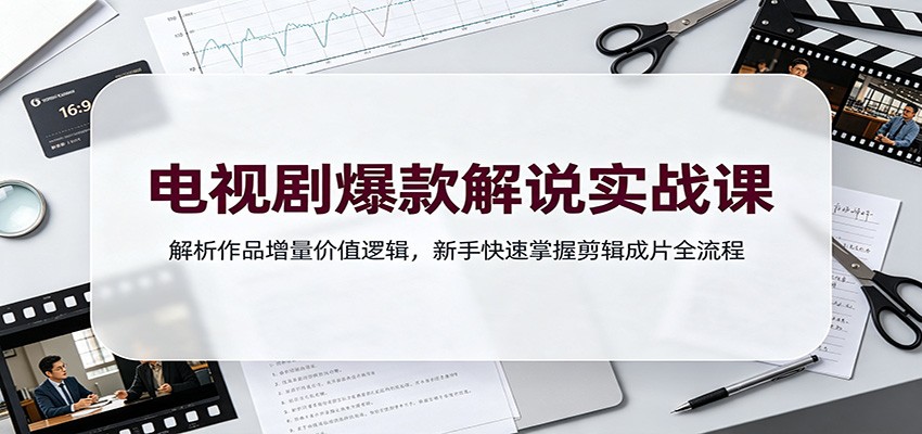 电视剧爆款解说实战课：解析作品增量价值逻辑，新手快速掌握剪辑成片全流程-天韵资源网
