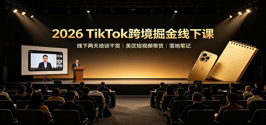 2026 TikTok跨境掘金线下课：线下两天培训干货，美区短视频带货落地笔记-天韵资源网