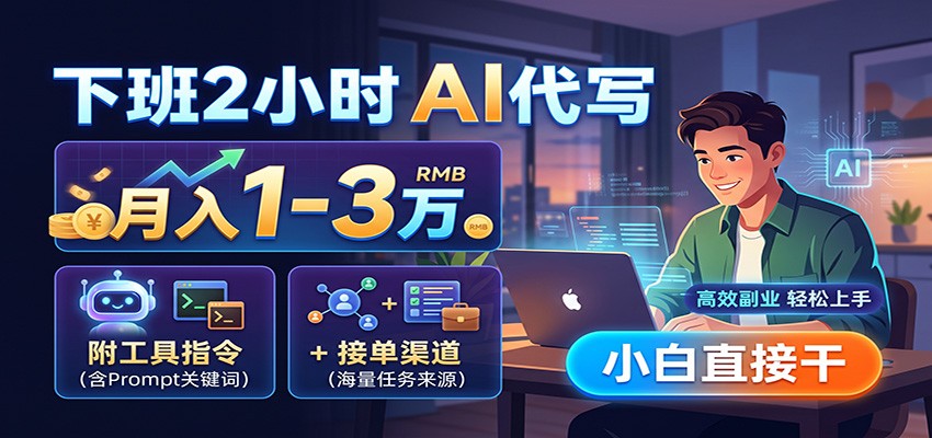下班2小时AI代写，月入1-3万，附工具指令+接单渠道，小白直接干-天韵资源网