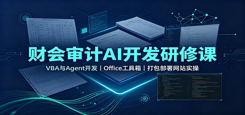 财会审计AI开发研修课：VBA与Agent开发，Office工具箱，打包部署网站实操-天韵资源网