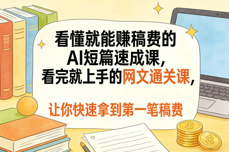 看懂就能賺稿费的AI短篇速成课，看完就上手的网文通关课，让你快速拿到第一笔稿费(更新8月)-天韵资源网