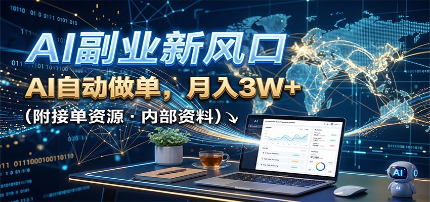 AI副业新风口，AI自动做单，月入3W+，附接单资源-天韵资源网