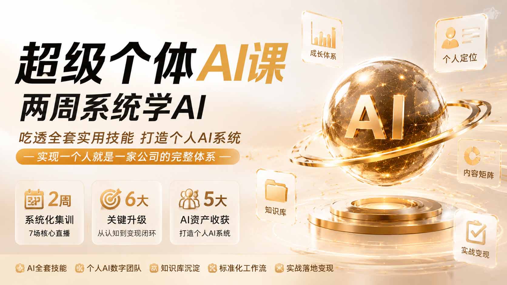 超级个体AI课 两周系统学AI；吃透全套实用技能打造个人AI系统，实现一个人就是一家公司的完整体系(更新0823-天韵资源网