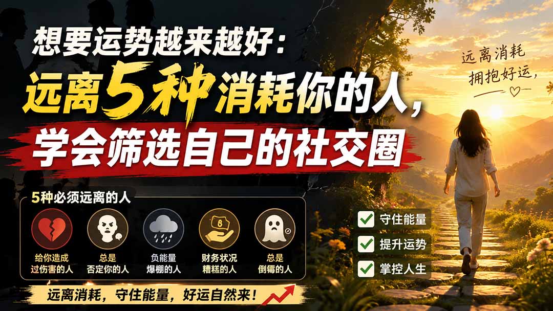 付费文章：想要运势越来越好：远离5种消耗你的人，学会筛选自己的社交圈-天韵资源网