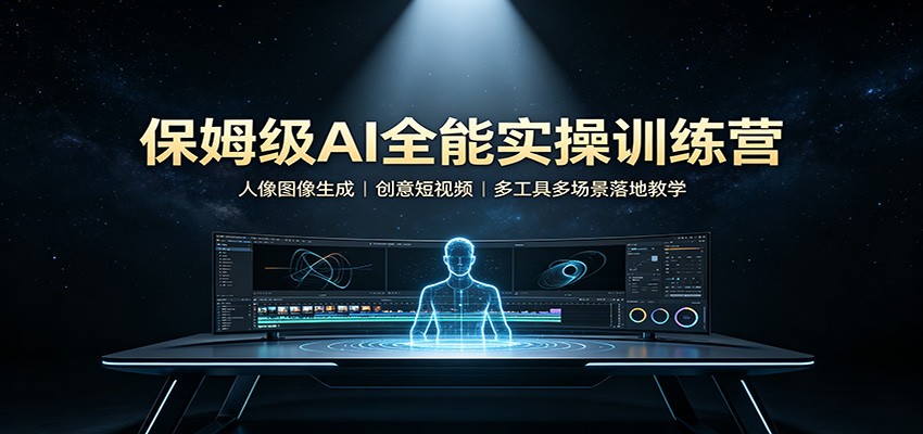 保姆级AI全能实操训练营：人像图像生成，创意短视频，多工具多场景落地教学-天韵资源网