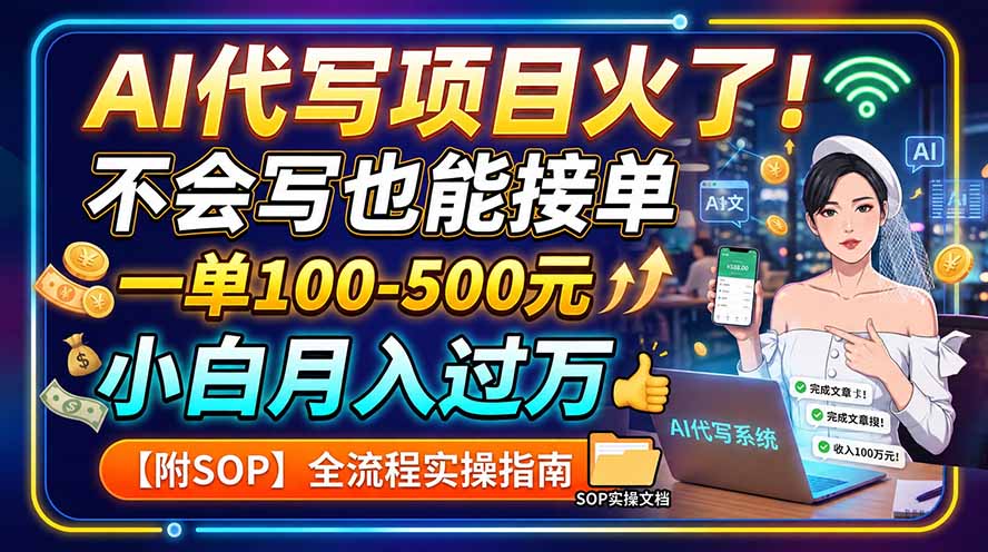 AI代写项目火了！不会写也能接单，一单100-500元，小白月入过万【附SOP】-天韵资源网