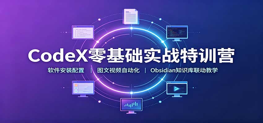 CodeX零基础实战特训营：软件安装配置，图文视频自动化，Obsidian知识库联动教学-天韵资源网