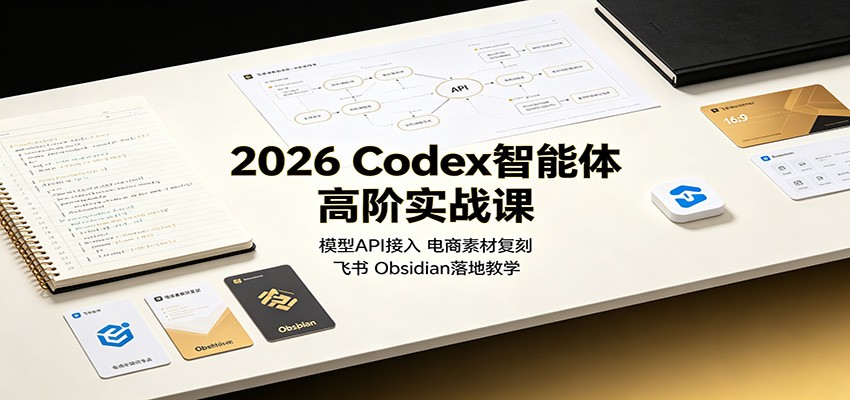 2026 Codex智能体高阶实战课：模型API接入，电商素材复刻，飞书Obsidian落地教学-天韵资源网