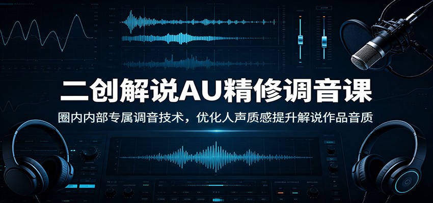 二创解说AU精修调音课：圈内内部专属调音技术，优化人声质感提升解说作品音质-天韵资源网