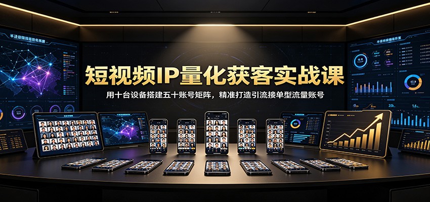 短视频IP量化获客实战课：用十台设备搭建五十账号矩阵，精准打造引流接单型流量账号-天韵资源网